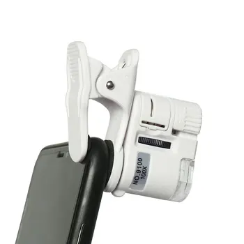 2021 60X Didinamojo Stiklo, Universalus Mini Mobilusis Telefonas Clip Mikroskopas su LED/UV Šviesos