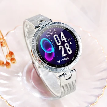 2021 AK22 Moterų Smart Žiūrėti Visą Touch Apvalus Ekranas Ponios Širdies ritmo Monitoringo Smartwatch Vandeniui Prabanga Sporto Apyrankė
