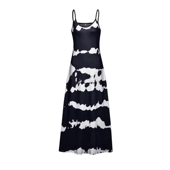 2021 Elegantiškas Maxi Suknelė tie Dažai Dryžuotas Rankovių Sundress Vasaros Prarasti Ilga Suknelė Moterims Bohemian Suknelės, Plius Dydis S-5XL A20