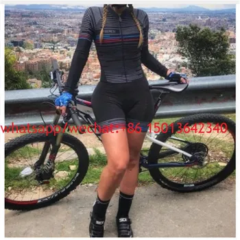 2021 Frenesi Moterų ilgomis Rankovėmis Macaquinho Ciclismo Feminino Siamo Kūno Cyling Skinsuit Gelio Pagalvėlės Cycliste Femme Užsakymą