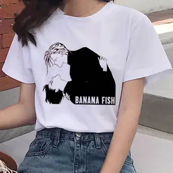 2021 Kawaii Japonijos Bananų Žuvų Anime Marškinėliai Moterims Harajuku Ullzang Mielas Grafinis Funny Cartoon Grafika Moterų Animacinių Filmų Tee Viršūnės