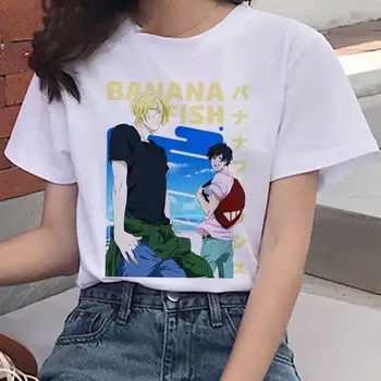 2021 Kawaii Japonijos Bananų Žuvų Anime Marškinėliai Moterims Harajuku Ullzang Mielas Grafinis Funny Cartoon Grafika Moterų Animacinių Filmų Tee Viršūnės