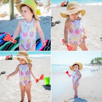 2021 m. Nauja Baby Girl Ananasų Spausdinti Apynasrio maudymosi kostiumėlį, maudymosi Kostiumėliai 0-24M Kūdikiams, Vaikiška Vaikų Vasaros Laisvalaikio vientisi Maudymosi Kostiumas
