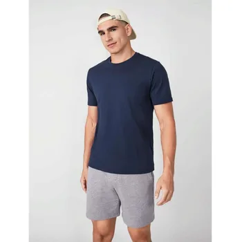 2021 m. Pavasarį naujas trumpas rankovės marškinėliai vyrams vientisos spalvos medvilnės o-kaklo viršūnes plius dydis aukštos kokybės marškinėliai