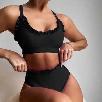 2021 m. vasarą naujas mados moterų paprasta vientisa spalva susiėmę seksualus maudymosi kostiumėlį padalinta maudymosi kostiumėlį ponios bikini paplūdimys moteriški drabužiai