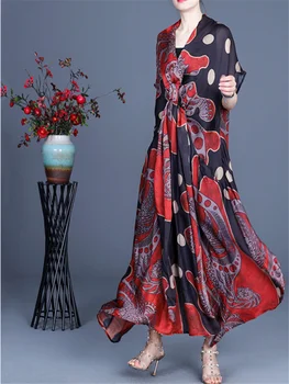 2021 m. Vasarą Naujų Temperamentas Priemiestinių Nereguliarus Suknelė Mados Šifono Didelio Dydžio Tencel Printed Dress + Dviejų dalių Camisole moterims