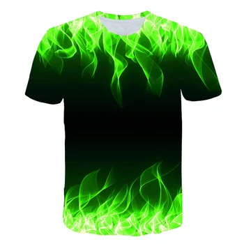 2021 nauja liepsna Berniukų marškinėliai vasaros mados trumparankoviai 3D apvalios kaklo viršūnes elementas marškinėliai madinga Vaikiški marškinėliai