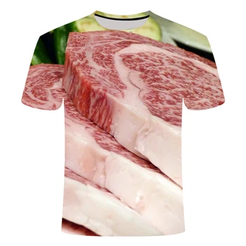 2021 naujas vasaros trumparankoviai kiaulienos, jautienos, T-marškinėliai, juodieji pipirai kepsnys vyrų 3DT marškinėliai hip-hop street juokinga gyvūnų karvė top maisto kiaulių