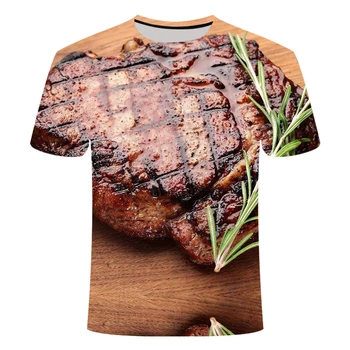 2021 naujas vasaros trumparankoviai kiaulienos, jautienos, T-marškinėliai, juodieji pipirai kepsnys vyrų 3DT marškinėliai hip-hop street juokinga gyvūnų karvė top maisto kiaulių