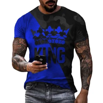 2021 naujas vyrų KARALIAUS Karūną 3D atspausdintas T-shirt mados trumparankoviai viršuje atsitiktinis sporto šakų didelio dydžio marškinėliai vyrams