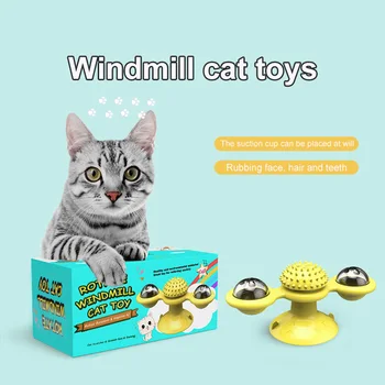 2021 NAUJAS vėjo malūnas Kačių Žaislai Fidget Suktuko Kitten Su LED Katžolių Kamuolys Dantis Valyti Kačių Reikmenys