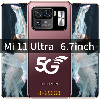 2021 Naujausias Karšto Pardavimo Mi 11 Ultra 8+256 GB Andriod10 Telefono MTK6889 10 Core 6800mAh Didelė Baterija 16+32MP išmaniuosius telefonus 4G LTE 5G