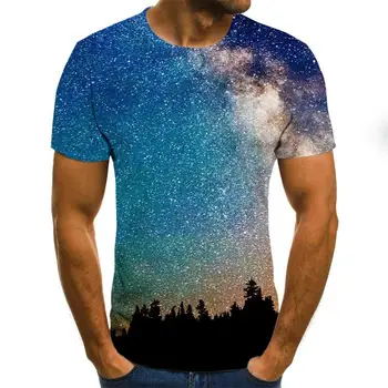2021 Naują Atsitiktinis 3D Spausdinimo Vasaros Žvaigždėtas Dangus vyriški T-Shirt Harajuku Prarasti Plius Dydis Viršų