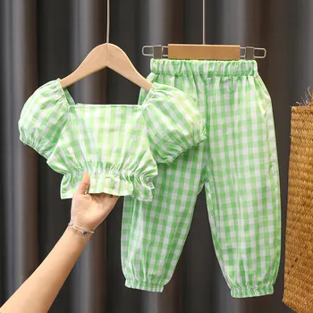 2021 naujų mergaičių vaikų vasaros drabužių kūdikių apranga rinkiniai, pledas, viršuje kelnės tinka bamblys mergaitėms, vaikams, drabužiai kūdikiams gimtadienio rinkinių
