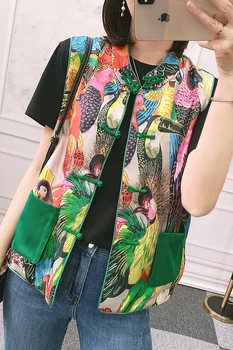 2021 paukščių spausdinti rankovių qipao viršuje etninių kinų tradicinės marškinėliai moterims kinijos tradicinės nacionalinės elegantiška panele liemenė