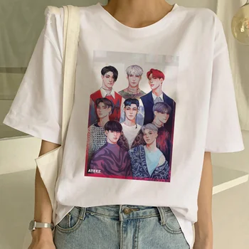 2021 Populiarus Kpop Grafinis ATEEZ Tshirts moterų Harajuku korėjos Stiliaus Marškinėliai Estetinės Vasarą Moteris tshirts y2k viršūnės