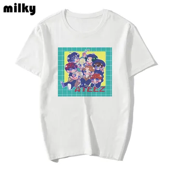 2021 Populiarus Kpop Grafinis ATEEZ Tshirts moterų Harajuku korėjos Stiliaus Marškinėliai Estetinės Vasarą Moteris tshirts y2k viršūnės