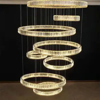 2021 Prabangūs Modernios Liustra Apšvietimo Didelių Laiptų Šviesos diodų (LED Kristalų Lempos, vidaus Apdaila, Apšvietimas Šviestuvai