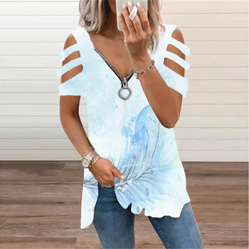 2021 Summer New Graphic Graffiti Print Top Short Sleeve T Shirt Plus Size Casual Hollow Out Tees Streetwear Mujer Women Clothing