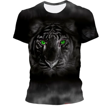 2021 Tigro Ir Leopardo 3D Atspausdintas Gyvūnų Cool T-shirt vyriški trumparankoviai Vasaros Vyrų Viršuje Vyrų Ir Moterų Mados Atsitiktinis