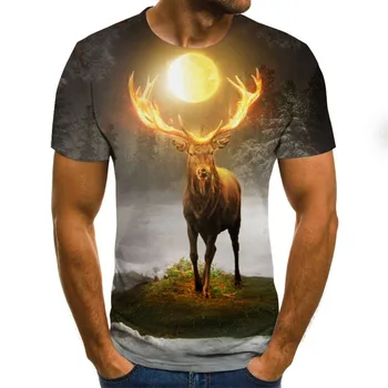 2021 Vasaros Mados vyriški 3D Gyvūnų Žiūrėti Dizaino T-Shirt Kvėpuojantis Atsitiktinis Apvalios Kaklo trumpomis Rankovėmis Viršuje 130-6xl