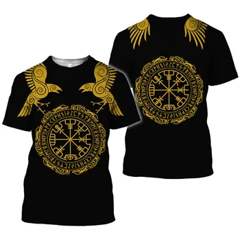 2021 Vasaros vyriškų Trumpas Rankovėmis Apvalios Kaklo Marškinėlius Vėliau kaip Viking Simbolis Atspausdintas T-Shirt vyrams Gatvės, Hip-Hop, Punk Marškinėliai Viršų