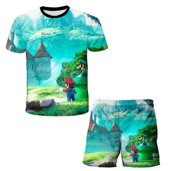 2021 verano niños ropa Super mario-traje de camiseta Šortai con dibujos de las niñas traje de la ropa de los niños Conjunto de