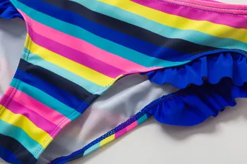 2021new Paauglių Vaikų Mergaičių Vaivorykštė Dryžuotas Dviejų vienetų maudymosi kostiumėlį, maudymosi Kostiumėliai, Bikini Apranga 