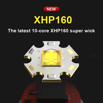 2021Newest XHP160 Labiausiai Galingas Led Žibintuvėlis Žibintuvėlis Šviesos Xhp90 Įkrovimo Taktinis Flash Šviesos 18650 Cree Xhp50 Led Žibintų