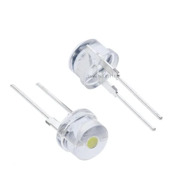 20PCS/klavišą F8, DAUG 8mm LED Skaidrios Baltos šviesos diodų (skrybėlių formos) DIP LED Diodų