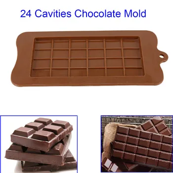 24 Ertmės Silikono Šokolado Pelėsių Candy Maker Cukraus Pelėsių Baras Blokuoti Ledo Plokštelėje Tortas Bakeware Virtuvės Kepimo Įrankis AUG889