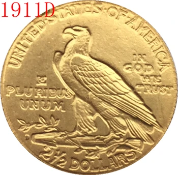 24-K auksu 1911-D $2.5 AUKSO Indijos Pusę Erelis Monetos Kopija