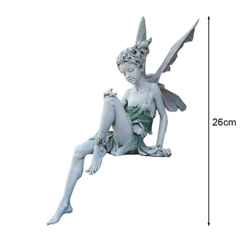 26cm Dervos Pasakų Angelų Skulptūrų Sodas Kraštovaizdžio Miniatiūros Statulėlės Tudor Turek Sėdi Statula Namų dekoro Amatai
