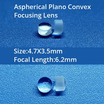 2vnt 4,7 mm Aspherical Plano Išgaubti Fokusavimo Objektyvo Židinio Ilgio, 6,2 mm D-ZK2N Optinio Stiklo Lęšius Lazerinio Skenavimo Lentes