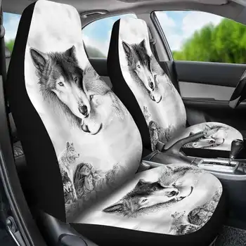 2VNT Automobilių Sėdynės Apima 3D Gyvūnų Vilkas Tigras Povas Spausdinimo Universaliųjų Automobilių Sėdynės Nustatyti Raštas Sėdynės Pagalvėlės, Pilnas draudimas Daugumai Automobilių