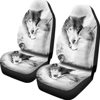 2VNT Automobilių Sėdynės Apima 3D Gyvūnų Vilkas Tigras Povas Spausdinimo Universaliųjų Automobilių Sėdynės Nustatyti Raštas Sėdynės Pagalvėlės, Pilnas draudimas Daugumai Automobilių