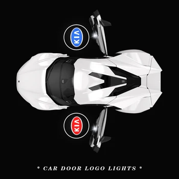 2vnt/Komplektas Projektoriaus Lempa Automobilių LED Bevielis Durų Automobilio LOGOTIPAS Lempos Sveiki Apdailos Lempa Kia Opel, Audi Seat Volkswagen Skoda Subaru