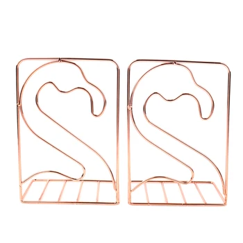2x Ugnies Flamingo Formos Metalo Bookends Knygos Paramos Stovi Stalas Organizatorius Sandėliavimo Lentynos Laikiklis