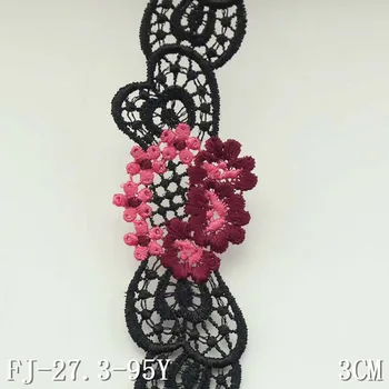 2yards/3cm Violetinė Juoda Švelnus Poliesteris Mažų Gėlių Nėriniai Apdailos Nėrinių Juostelės 