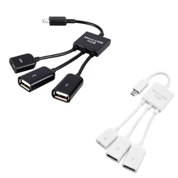 3 1. Micro USB HUB Vyrų ir Moterų & Dvigubas USB 2.0 Host OTG Adapterio Kabelį @M23
