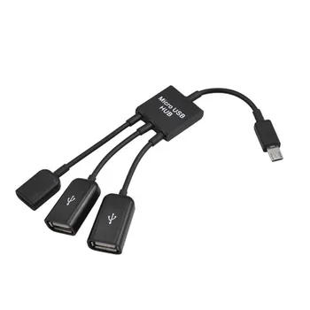3 1. Micro USB HUB Vyrų ir Moterų & Dvigubas USB 2.0 Host OTG Adapterio Kabelį @M23