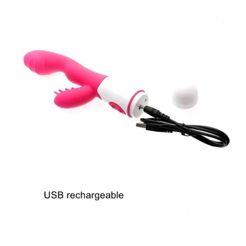 30 Greičiu G Spot USB Dual Vibracijos Vandeniui Suaugusiųjų moters Sekso Žaislai Erotinis Triušis analinis vibratorius Mašina klitorio stimuliatorius