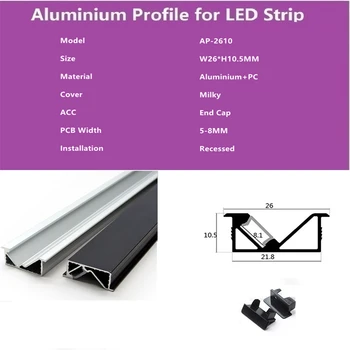 30x1M LED Aliuminio Profilis ,5V/12V/24V 8MM Pločio Juostelės Embedded Kanalo .Spinta Spinta Spinta 45degree Anti Akinimo Šviesos Namuose