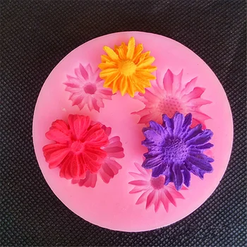 3D Daisy Gėlių Silikono Formos Keksiukų Dekoro 