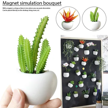 3D Dirbtinių Gėlių Magnetas Sultingi Augalų Šaldytuvas aplinkosaugos ¾enklelis, Kabančių Augalų Vaza Vazoninių Dekoro Šaldytuvas Lipdukas