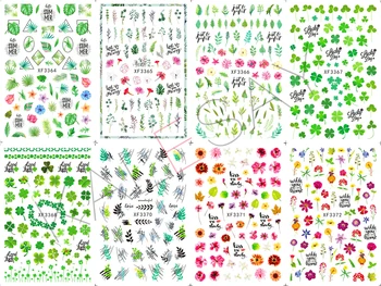 3D Gėlių Nail Art Apdailos Lipdukai, Manikiūro Nagų Dizainas Lipdukas Meno Lipdukas Pavasaris Žalias Lipdukas Dekoras Ne Vandens Decal Nagų Dailė