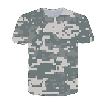 3D Kamufliažas Taktinis Marškinėliai trumpomis Rankovėmis vyriški Quick Dry Kovoti su T-Shirt Karinės Armijos Marškinėliai Camo Lauko Žygiai, Medžioklės Viršūnės