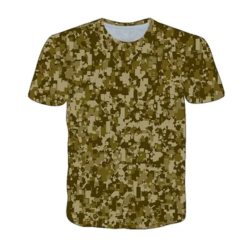 3D Kamufliažas Taktinis Marškinėliai trumpomis Rankovėmis vyriški Quick Dry Kovoti su T-Shirt Karinės Armijos Marškinėliai Camo Lauko Žygiai, Medžioklės Viršūnės