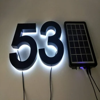 3D LED Saulės namų numeriai(#0-9) led apšviestas, nerūdijančio plieno, adresą, numerį, Automatinis Valdymo Sensorius Jungiklis durų skaičius