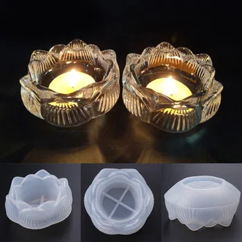 3D Lotus Žvakių Laikiklis Silikono Formos Epoksidinės Dervos Saugojimo Dėžutės Formos Ornamentas 